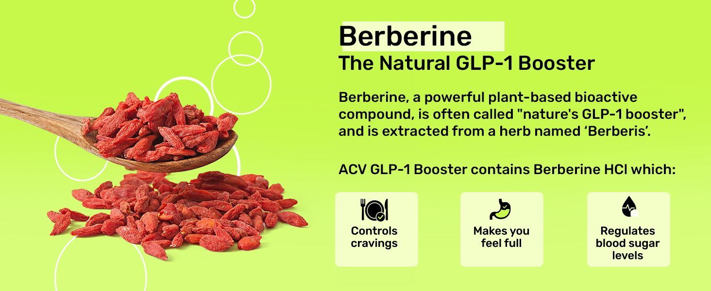 What’s Up Wellness Apple Cider Vinegar with Berberine & GLP-1 Booster For Weight Loss | ACV Effervescent Tablets | Tangy Green Mango Flavour | Manages Cravings | Weight Management | 45 Tablets