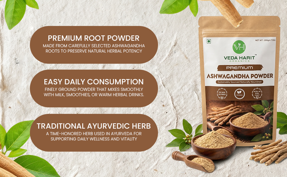 Ashwagandha Powder 200g | Pure Ashwagandha Root Powder for Men & Women | Natural Ayurvedic Adaptogenic Herb | Supports Energy, Vitality & Daily Wellness | Herbal Supplement