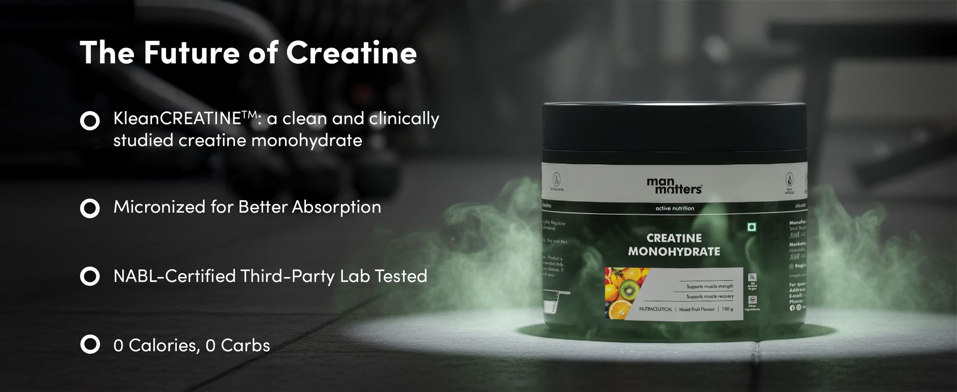 Man Matters Pure Micronised Clean Creatine Monohydrate 125g(32 Servings), Mixed Fruit Flavor |Lab Tested | Enhances Strength, Muscle Mass & Athletic Performance | 66% Higher Absorption & Muscle Recovery | 100% Pure Creatine