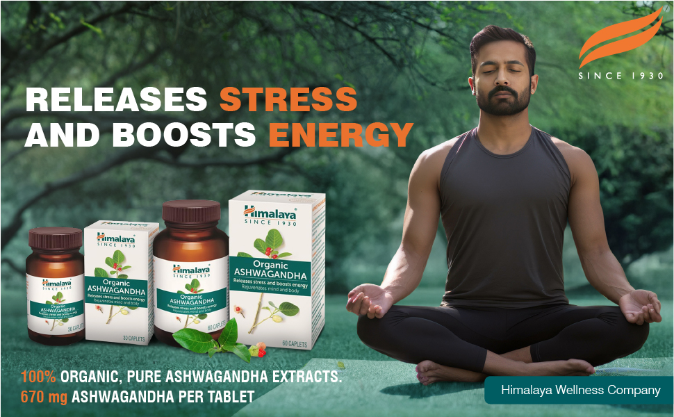 Himalaya Organic Ashwagandha 670Mg Tablet | 100% Pure Ashwagandha Root Extract | Clinically Proven | Helps Relieve Stress & Anxiety | Rejuvenates Mind And Body | Pack Of 60