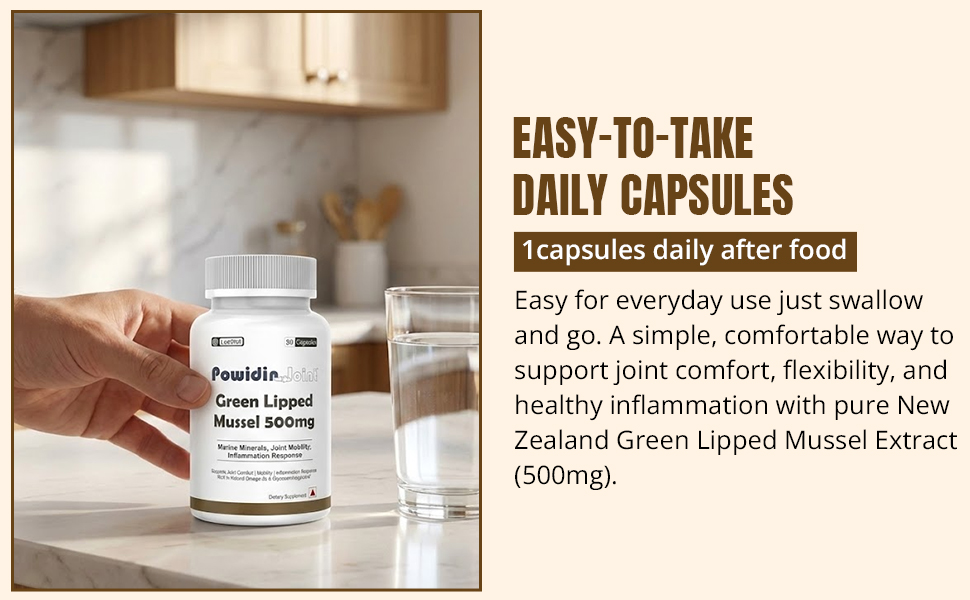 Green Lipped Mussel 500mg Supplement, 30 Capsules