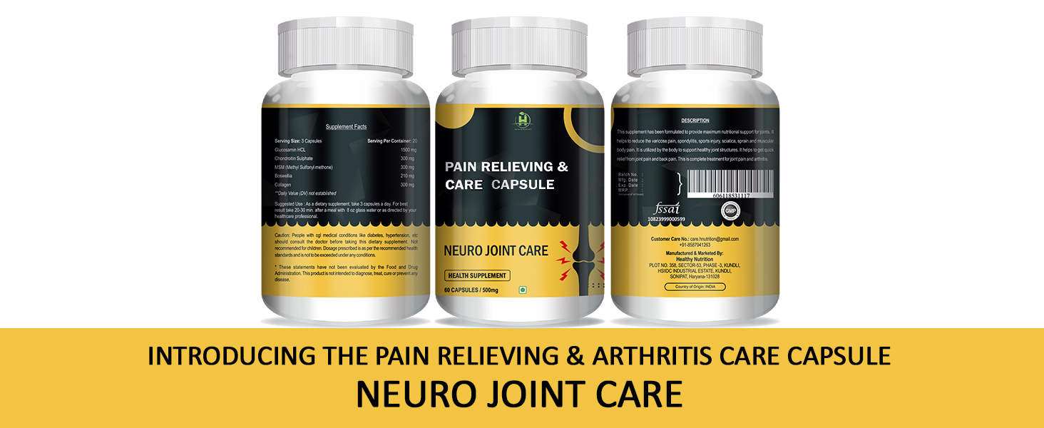 Healthy Nutrition Neuro Joint Care Capsules | Herbal Joint Support Supplement for Mobility, Flexibility & Comfort | Supports Active Lifestyle | Vegetarian Capsules for Men & Women | 60 Caps