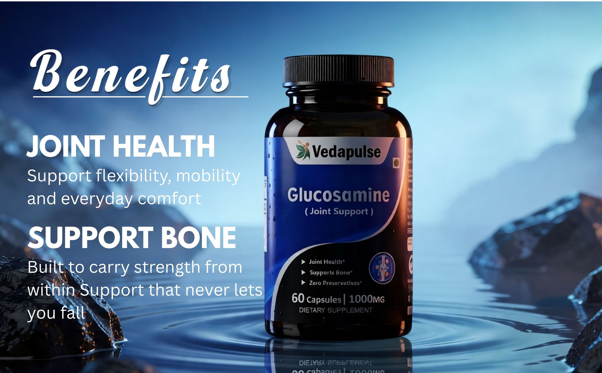 Glucosamine with Chondroitin, MSM & Black Pepper – 60 Capsules