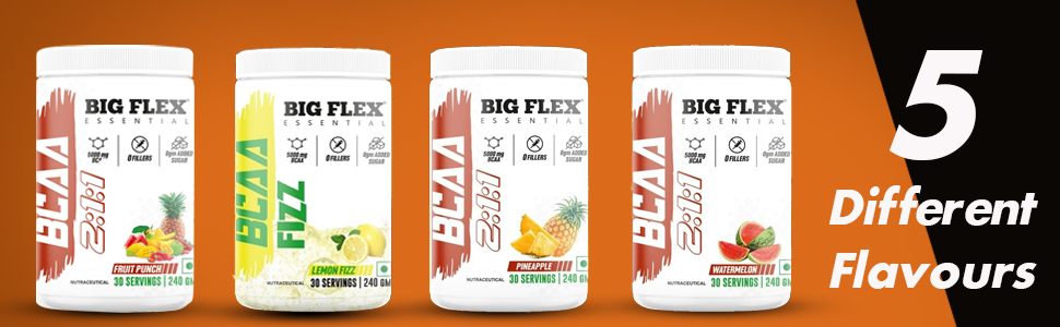 Bigflex Essential BCAA powder, Watermelon [ 30 Servings, Pack of 240Gm ] | 2500mg L-Leucine | 1250mg L-Isoleucine & 1250mg L-Valine For Muscle Recovery & Endurance - Pre/Post Workout & Intra Workout Supplement
