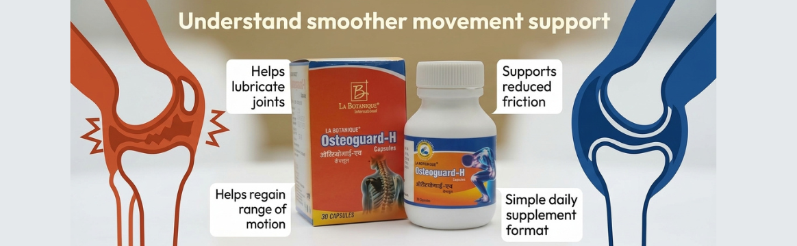 LA BOTANIQUE Osteoguard-H Joint Pain Relief Capsules – Ayurvedic Bone Health Supplement with Hadjod & Shallaki | High Strength Formula for Joint Mobility, Flexibility & Strength