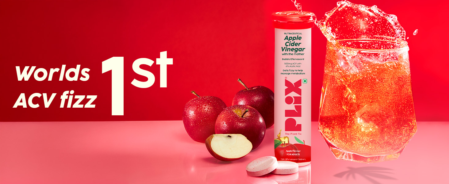 THE PLANT FIX Apple Cider Vinegar Effervescent Tablet with mother | Supports Metabolism & Appetite Control I With 500mg ACV, Vit B6 & B12 I No Maltodextrin, No Added Sugar I Pack of 1 (15 tablets)