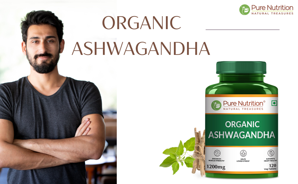 Pure Nutrition Organic Ashwagandha Tablets for Men & Women | Ashwagandha Supplements Ayurvedic Supports Stress Relief, Sleep, Fertility, Immune Health, Vitality & Strength | Promotes Energy & Overall Wellness - 120 Veg Tablets