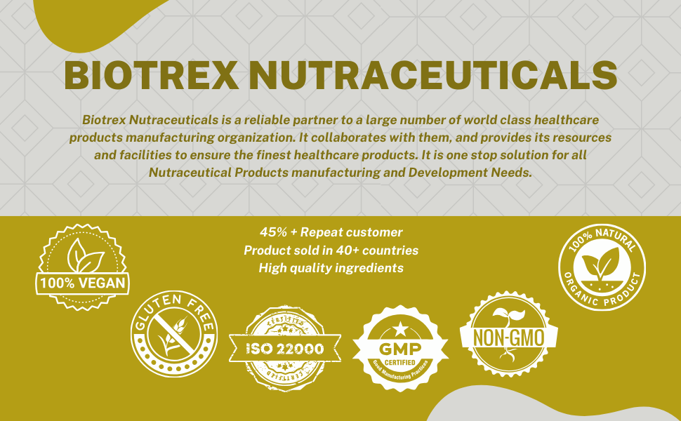 Biotrex Nutraceuticals Glycine Amino Acid 500mg | Support Muscle, Brain and Sleep Health | Better Immune System, Metabolic & Digestive Health | Lab Tested | 60 Veg Capsules