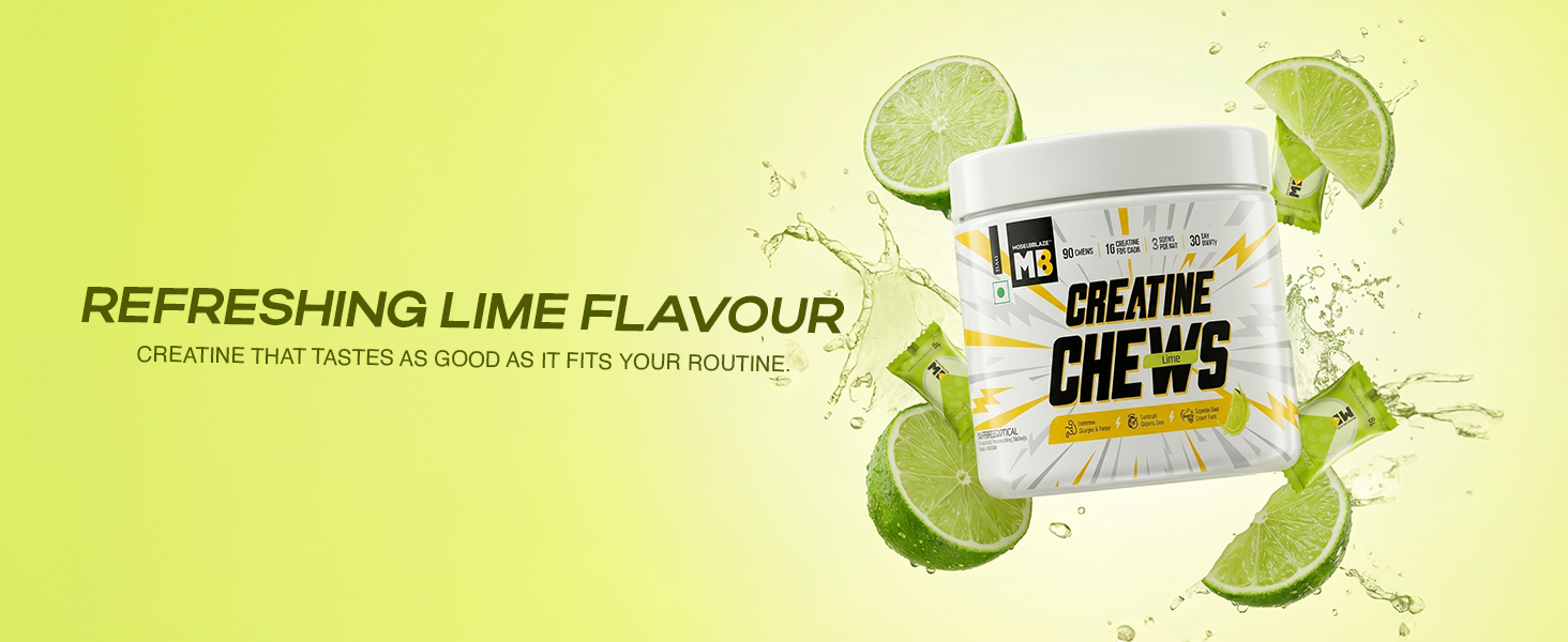MuscleBlaze Creatine Chews, Lime Flavour, 90 Tablets