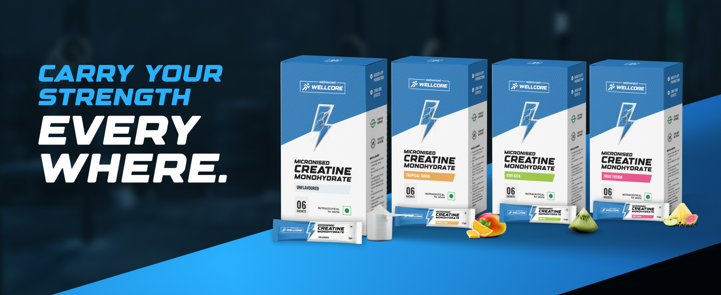 Wellcore Pure Micronised Creatine Powder (6 Sachet, Fruit Fusion)