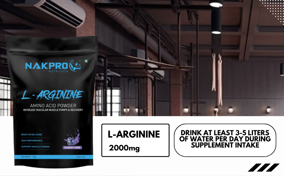 NAKPRO NUTRITION L-Arginine | 100g, FruitPunch | 2g L-Arginine, 1.8kcal Energy | Pre Workout Amino Acid