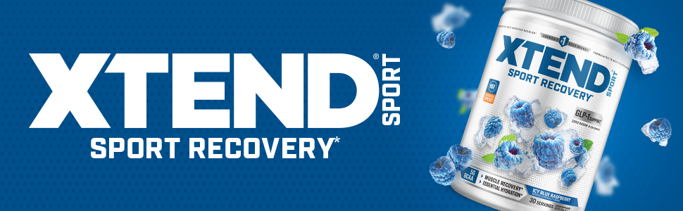 XTEND Sport BCAA Powder Blue Raspberry Ice - Electrolyte Powder for Recovery & Hydration with Amino Acids - 30 Servings
