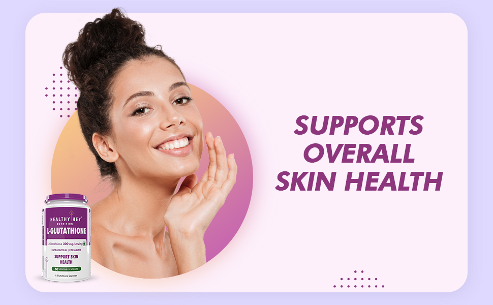 HealthyHey Nutrition Glutathione - Support Skin Health - 100% Vegetarian Source - 300mg - 60 Veg Capsules