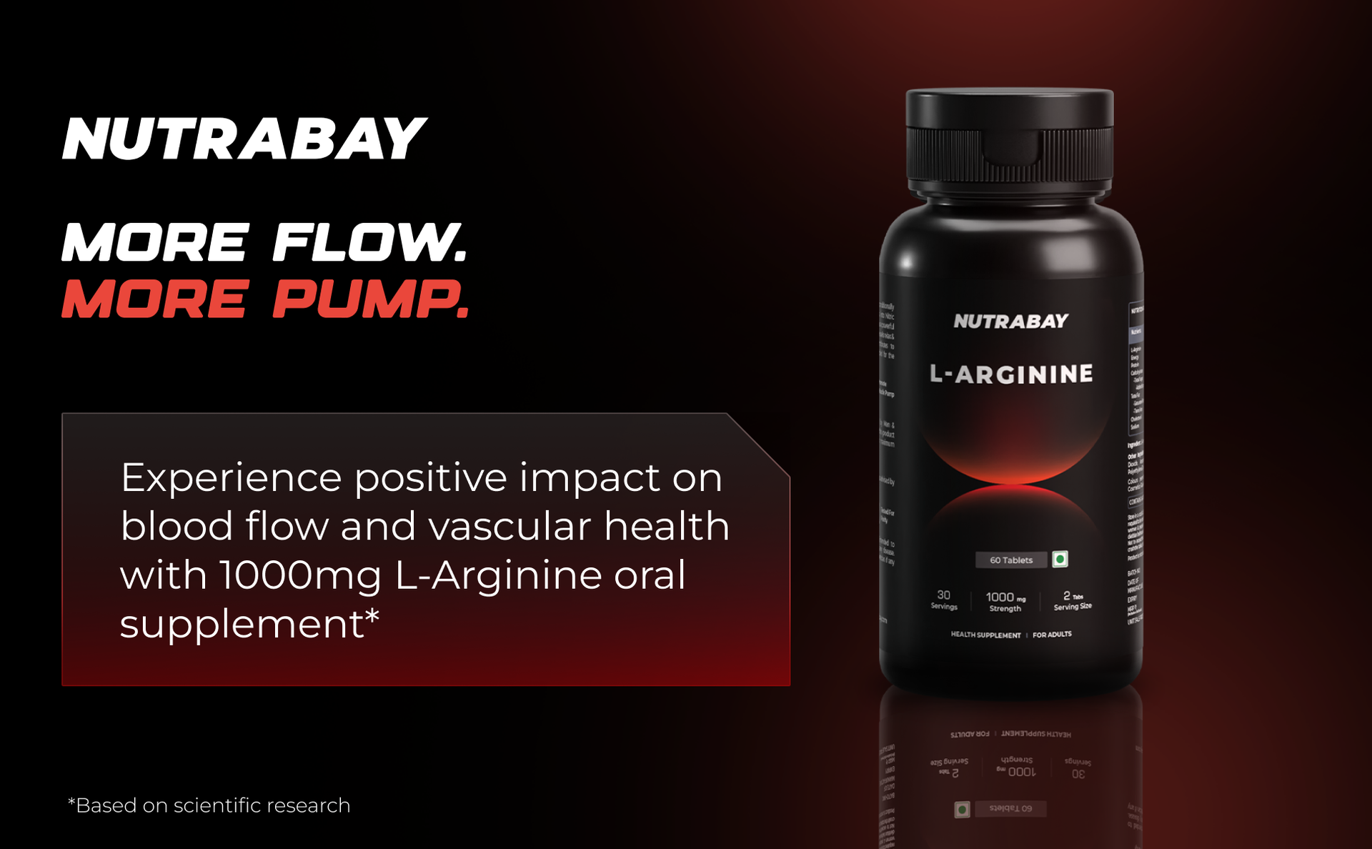 Nutrabay Pro L-Arginine Tablets 1000mg per Tablet – Improve Endurance, Promote Muscle Pump, Non-GMO, Vegan Friendly – 60 Veg Tablets| Tested for Purity | 100% Authentic
