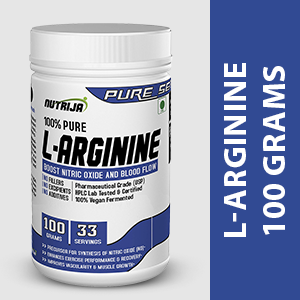 NutriJa L-Arginine Powder 100g Tangy Orange Flavor | 3000mg L-Arginine Per Serving | Free Form Amino Acid Supplement | Pre Workout Powder for Gym, Training & Sports Nutrition | 33 Servings