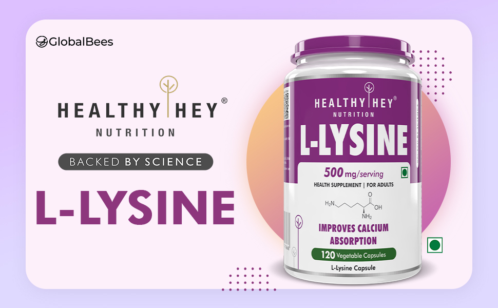 HealthyHey Nutrition L-Lysine 120 Vegetable Capsules