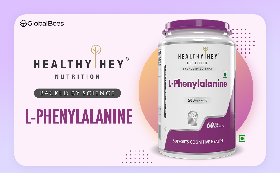 HealthyHey Nutrition L-Phenylalanine 60 Vegetarian Capsules - Gluten Free - Non GMO