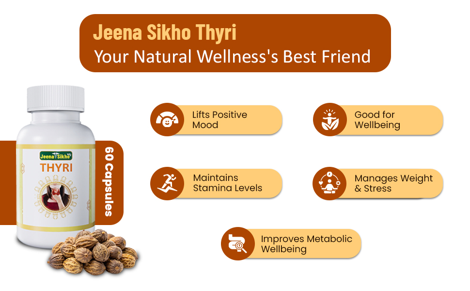 Jeena Sikho Thyri | Herbal Supplements For Thyroid Care | Naturally Blended With Punarnava, Sunthi, And Ashwagandha | Ayurvedic Remedy For Good Health, 60 Capsules