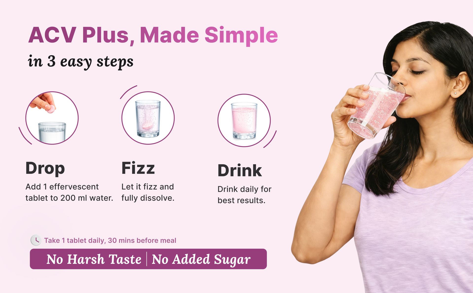 ACV Plus Effervescent Tablets 1500mg Apple Cider Vinegar with Probiotics & Vitamin B9 B12 | Clinically Proven Ingredients for Weight Management, Craving Control, Gut Health & Detox | No Added sugar
