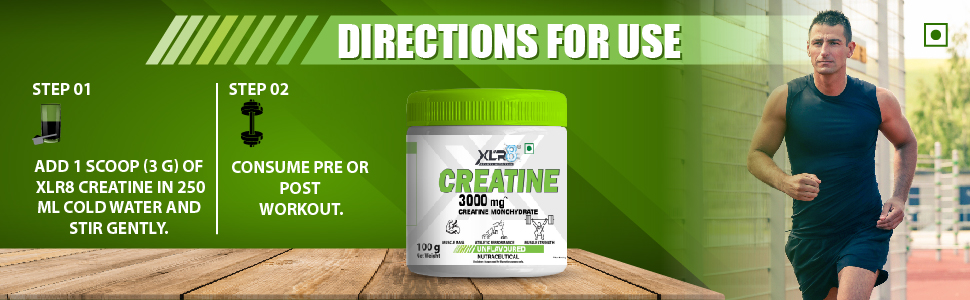 XLR8 Creatine Monohydrate Powder Micronized | Unflavoured, 250g | Pre & Post Workout Supplement for Men & Women | Supports Muscle Growth & Energy