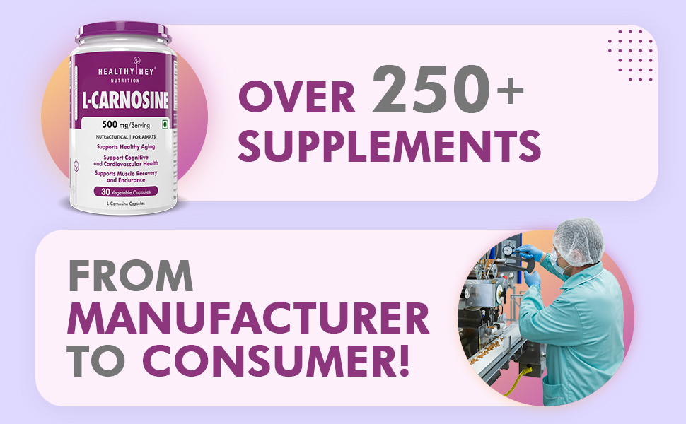 HealthyHey Nutrition L-Carnosine - 500mg/serving - 30 capsules