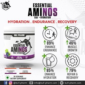 ESSENTIAL AMINOS | HYDRATION | Vegan BCAA,L-Leucine,L-Iso Leucine,L-Valine,Coconut Water Powder | Lean Muscle Building I Recovery I FSSAI Approved (Cranberry Grape)