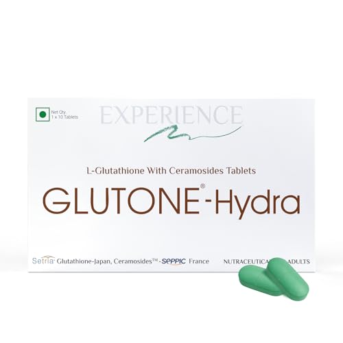 Glutone-Hydra | Setria Glutathione with Ceramosides Tablets for Dry Skin | For Glowing Hydrated Skin | Pack of 10 Tablets