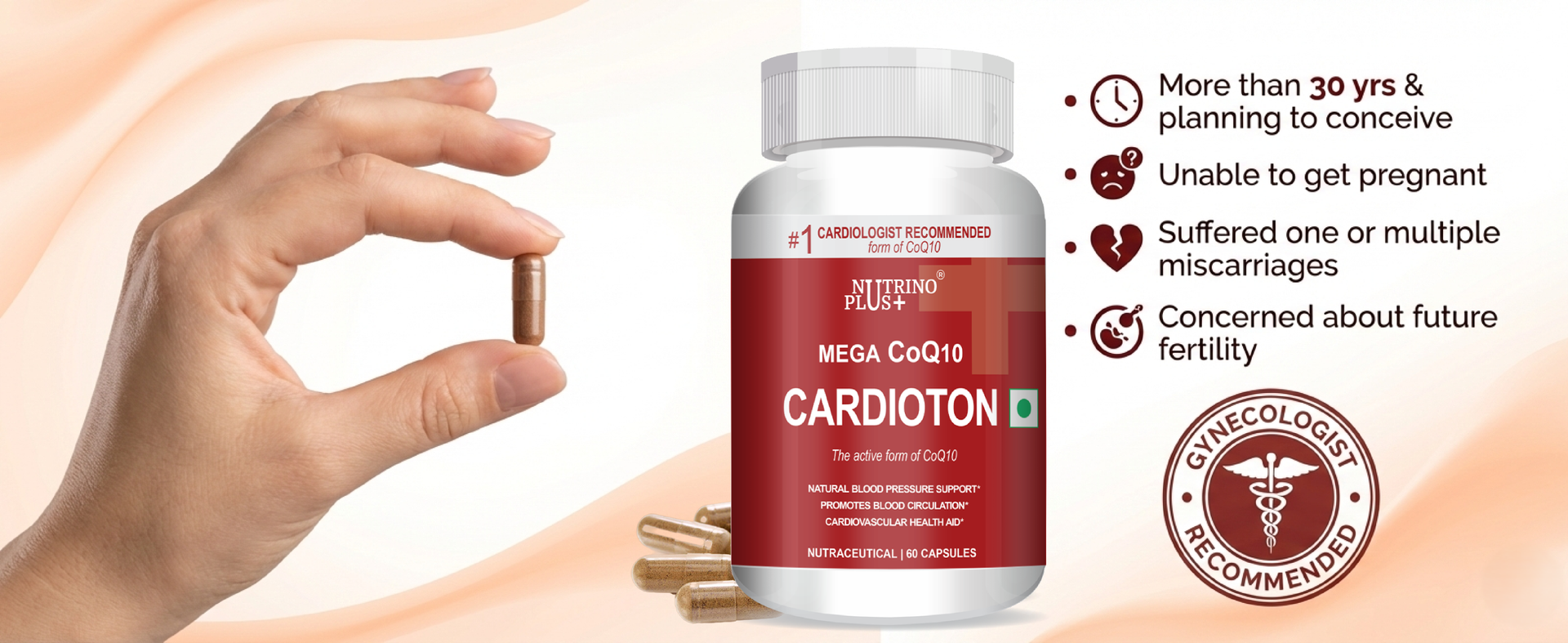 Cardioton CoQ10 120mg with Arjuna, Ashok Bark & Moringa | Herbal Formula for Heart Function & Wellness Support | Antioxidant-Rich Veg Capsules | Formulated in USA | 60 Count