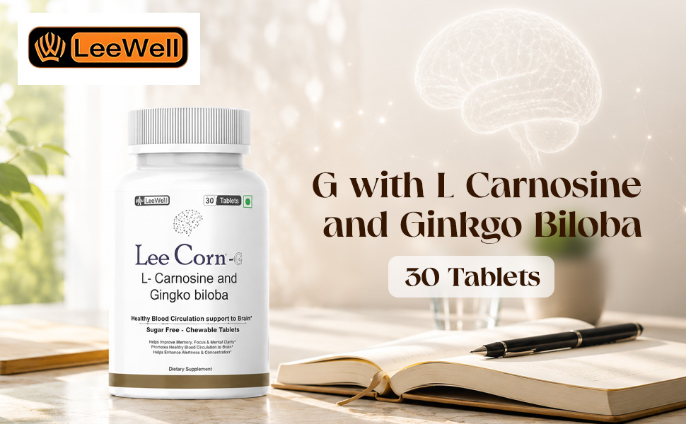 G chewable L Carnosine 200mg & Ginkgo Biloba 60mg Supplement | Support brain health, memory, Mental clarity, and cognitive function -30 Tablets