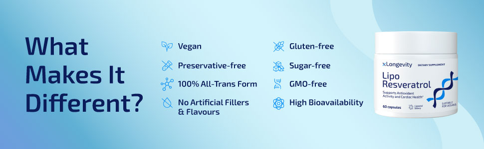 Lipo Trans Resveratrol 600mg supplement - 60 Capsules for Men & Women | Absorption, Cardiovascular Health, Cognitive Function Support | Improves Metabolism - Daily 2 tablets, 30 days serving