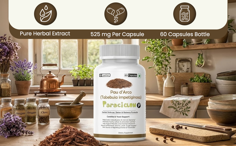 Paraciclon -P Pau d'Arco Supplement, 60 Capsules, 525mg per Capsule