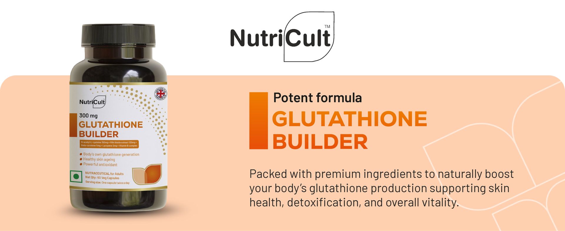 Glutathione Builder Capsules – Glutathione Supplement with NAC, Milk Thistle, Beta Carotene, B-Vitamins & Lycopene | For Skin Glow, Antioxidant & Anti-Ageing Support | 60 Capsules