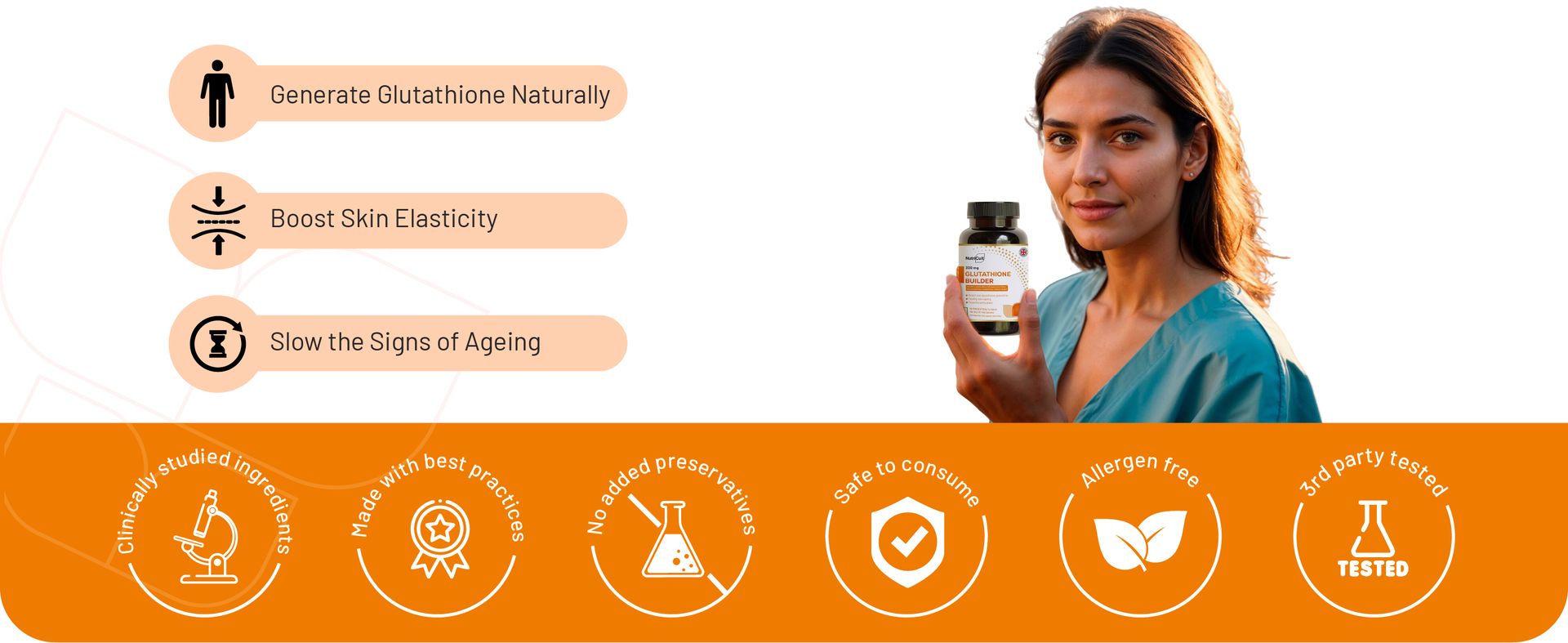 Glutathione Builder Capsules – Glutathione Supplement with NAC, Milk Thistle, Beta Carotene, B-Vitamins & Lycopene | For Skin Glow, Antioxidant & Anti-Ageing Support | 60 Capsules
