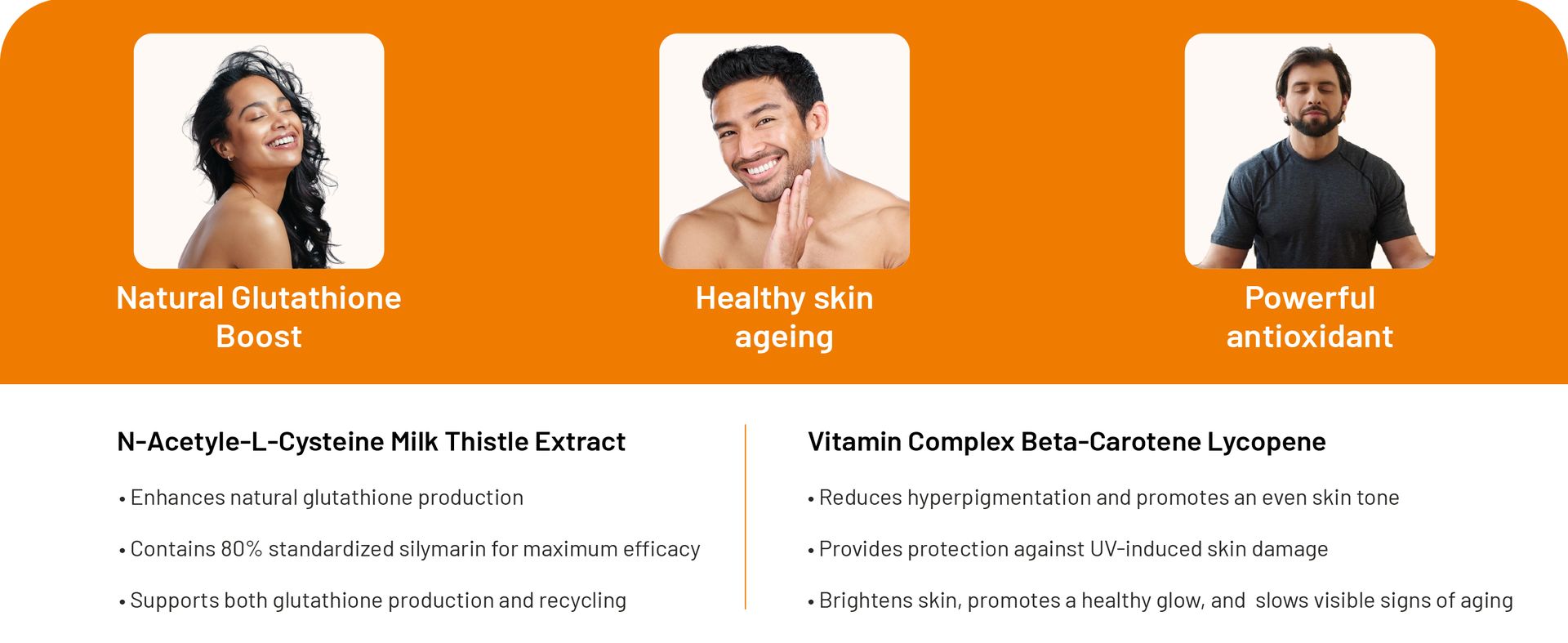 Glutathione Builder Capsules – Glutathione Supplement with NAC, Milk Thistle, Beta Carotene, B-Vitamins & Lycopene | For Skin Glow, Antioxidant & Anti-Ageing Support | 60 Capsules