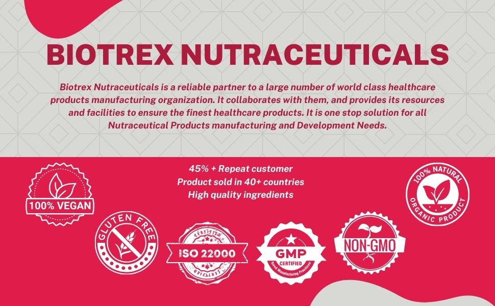Biotrex Nutraceuticals Glutathione With Vitamin C & E, Biotin, Grape Seed Extract, Alpha Lipoic Acid, L-Lysine For Healthy Skin Health, Antioxidant Supplement - 30 Vegetarian Capsules