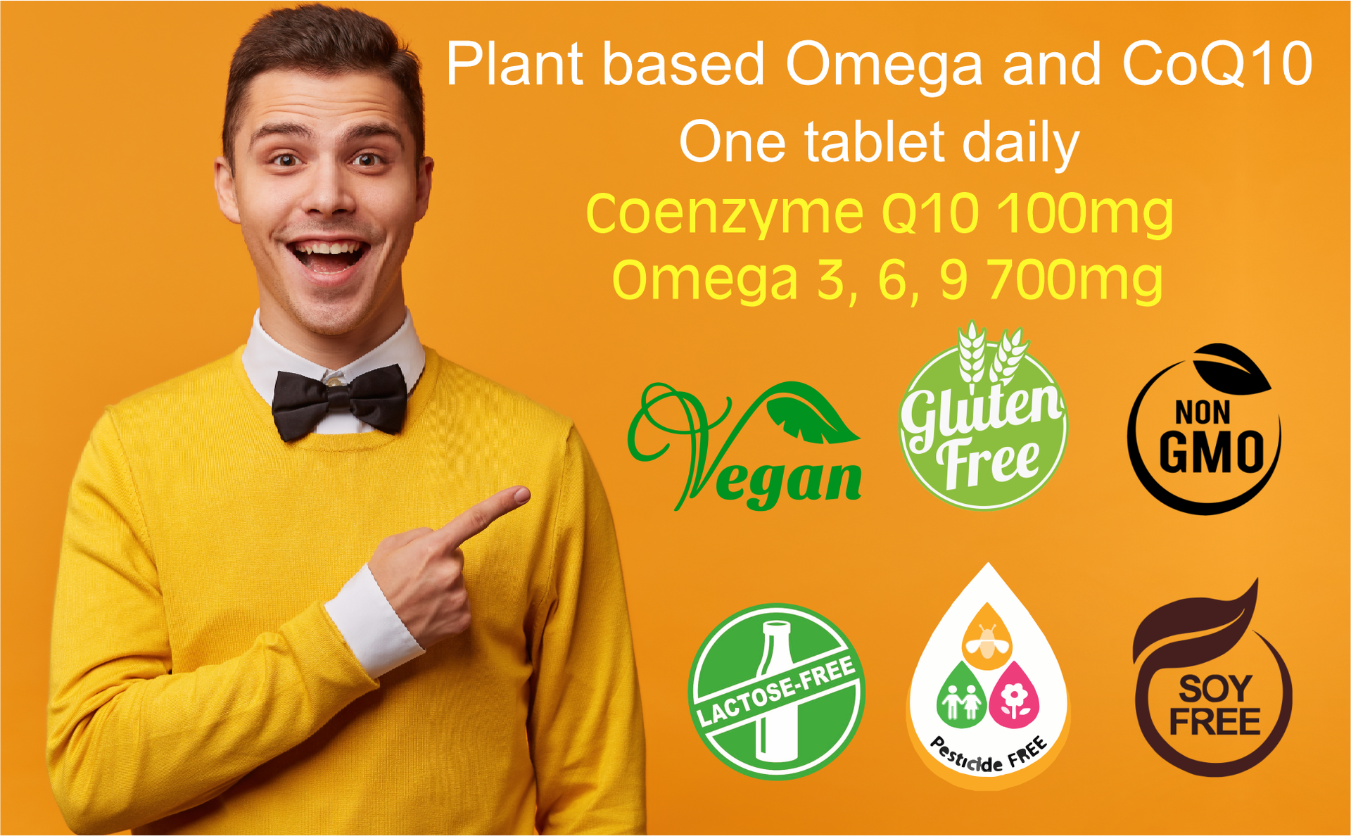 Microencapsulated Coenzyme Q10 with Omega 369 Vegan Supplement for Healthy Heart, Cellular ATP Levels, Brain Health, Antioxidant, High Absorption CoQ10 Supplement - 60 Tablets