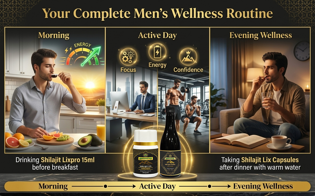 Shilajit LixPro Suspension 500ml with FREE Shilajit Lix Plus Capsules (20 Capsules) | Men's Vitality, Stamina & Energy Support | Ayurvedic Herbal Wellness Combo