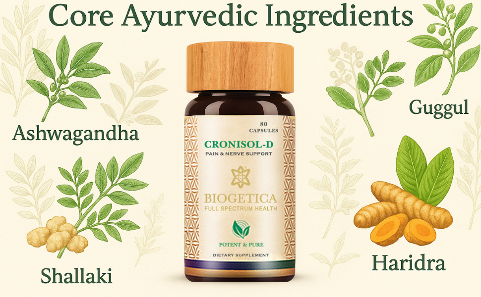 Cronisol-D Pain & Nerve Support Capsules, Ayurvedic Supplement, Unflavoured, 80 Capsules