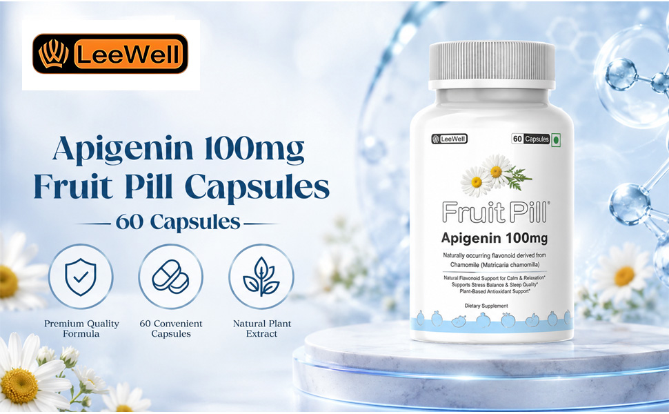 (LeeWell) Apigenin 100mg, Natural Flavonoid Supplement for Calm and Relaxation - 60 Capsules