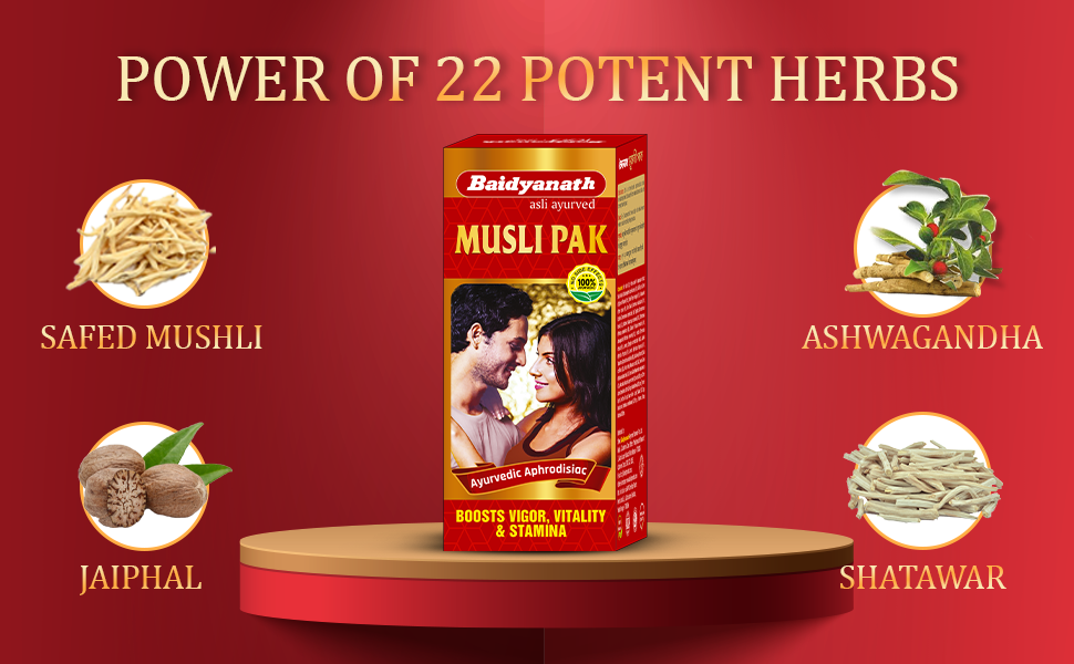 Baidyanath Red Musli Pak - Made With Pure Safed Musli For Strength And Vitality - 250G Powder