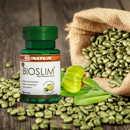 SUNOVA Bioslim Fat metabolism Tablets, Weight Management Formula Made of Garcinia Cambogia and Green Coffee Bean Extracts, Regulates Fat-Absorption AND Balances Metabolism, 120 Tablets, Pack of 2