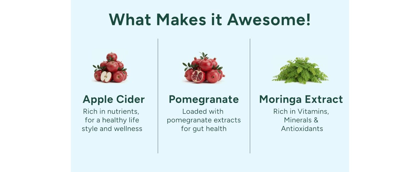 500mg ACV Moringa Supplement with 30 Tablets for Men & Woman | Promote Cravings, Boosts Metabolism | Apple Cider Vinegar, Moringa, Vit B6, B12 | No Added Sugar | Beginner Pack- 15 Days