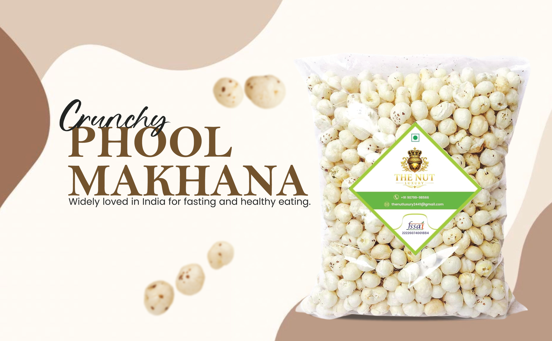 THE NUT LUXURY Plain Phool Makhana 1 kg || Big Size Phool Makhana/Handpicked Lotus Puffed Snacks || Rich in Calcium & Maintains Weight || Fit for Fasting