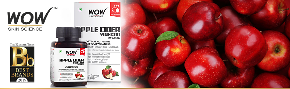 WOW Life Science Apple Cider Vinegar Capsules,Pack of 60 Capsules