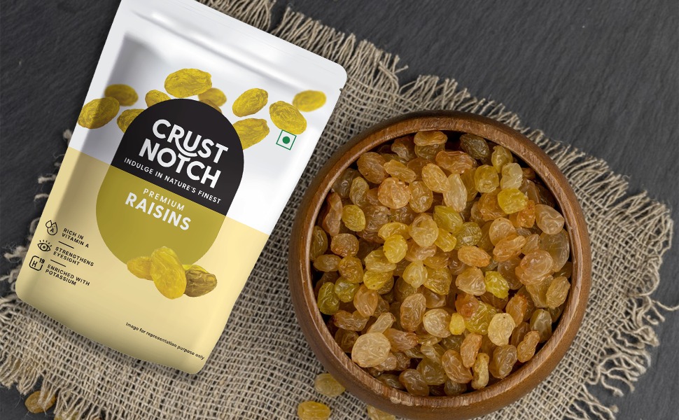 CrustNotch Raisins | Rich in Iron & Vitamin B Fibre & Potassium | Golden Kishmish | Dry Fruits | Healthy and Tasty Snacks | Dried Grapes | (450 gm)