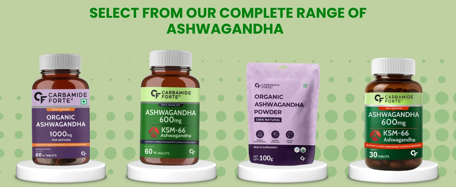 Carbamide Forte Ashwagandha KSM66 600mg - 30 Tablets I KSM 66 Ashwagandha Tablets for Men & Women | Supports Stress Management & Muscle Recovery