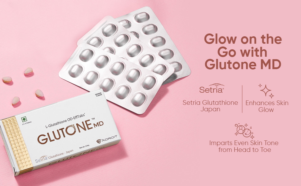 Glutone MD – Glutathione Mouth-Dissolving Tablets| Made with Setria L-Glutathione (Japan) 100mg| Radiant Glow & Even Skin Tone| Pack of 30 Tablets (Orange)
