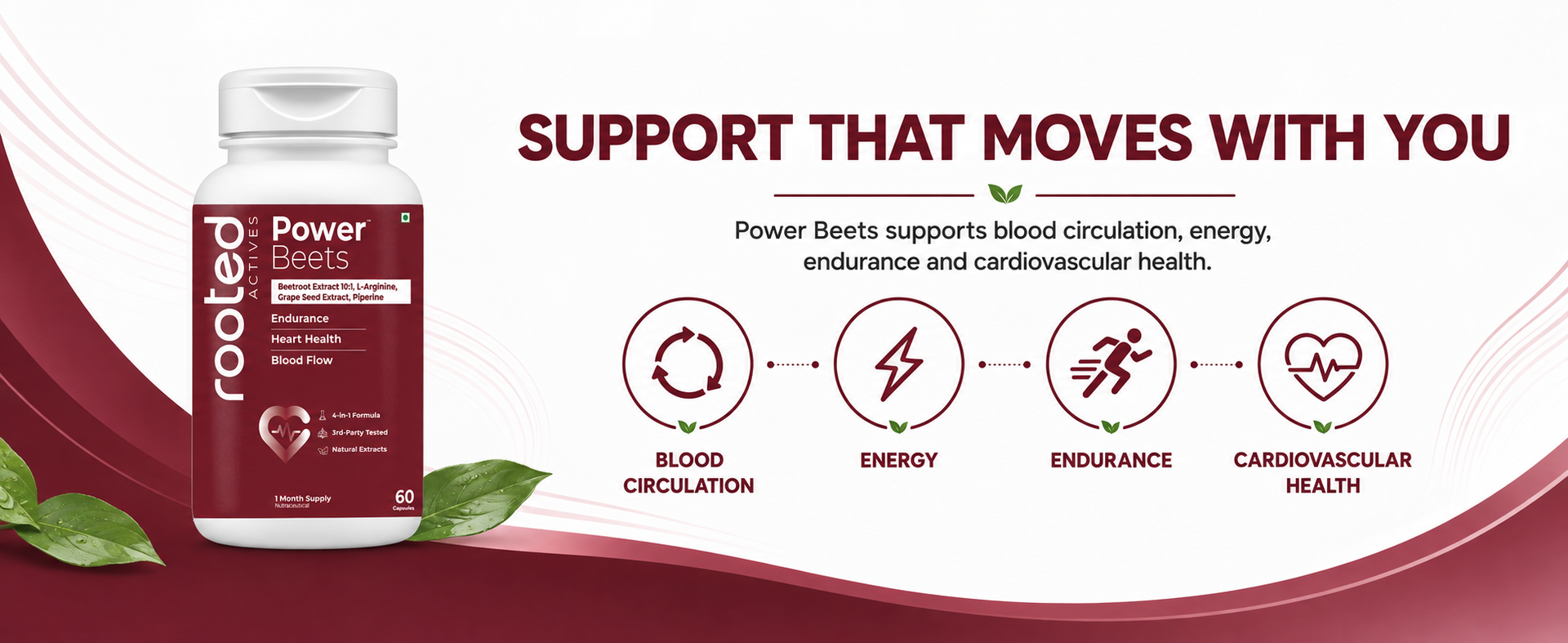 Rooted Actives Power Beets™ - Beetroot Extract Capsules 60s