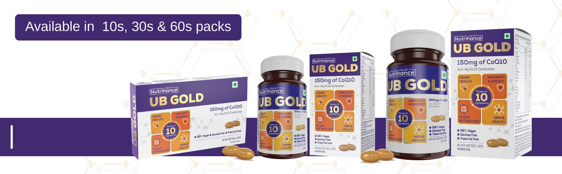 UB Gold Coenzyme Q10 (CoQ10) 150mg Supplement 100% Vegan Softgel | ALA, Resveratrol, Vit B12, Vit D3| Boost Immunity |Support Heart Health (30 Veg Softgels)