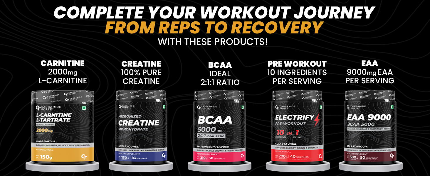 Carbamide Forte L Carnitine Powder For Men & Women | L Carnitine Tartrate Fat Burn & Muscle Recovery | L-Carnitine Powder Pre & Post Workout Supplement | Mango Flavour - 150g